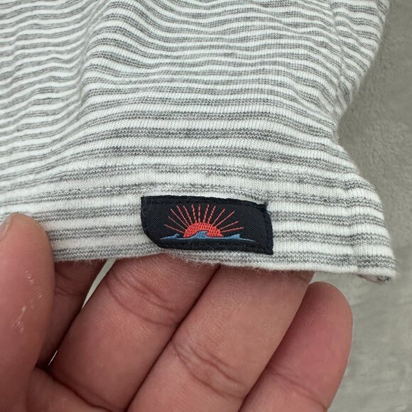 Faherty Movement Polo Shirt Mens L Gray Striped Pima Cotton Soft Stretch Preppy - Picture 6 of 8